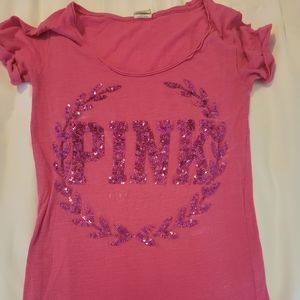 Victoria Secret Pink T Shirt sequins Sz XS